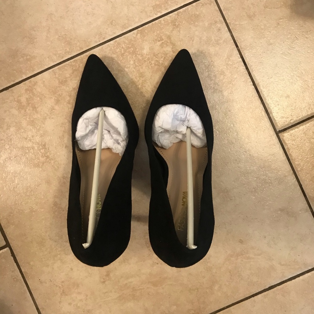 Black Suede Fashion Nova Heels Size 10